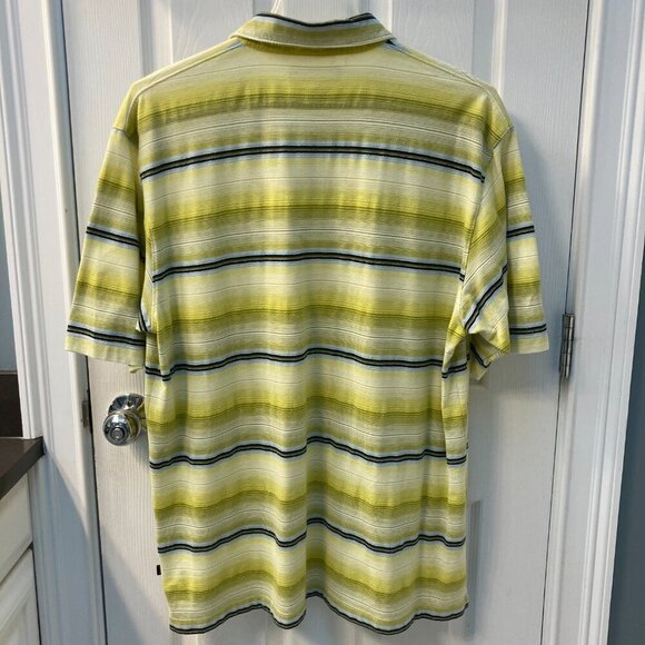 Tommy Bahama 18 Golf Yellow Striped Ghost Floral Polo Shirt Size XL - Picture 5 of 8